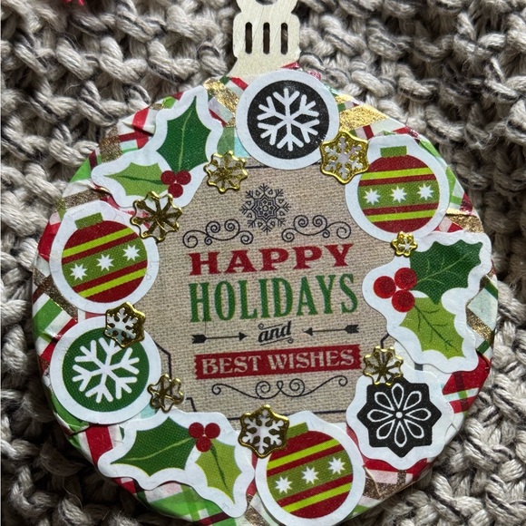 2 new 2.75”x2.75” Handmade Wooden Xmas ornaments “Merry & Bright”&”Happy…” $18 - Picture 9 of 9